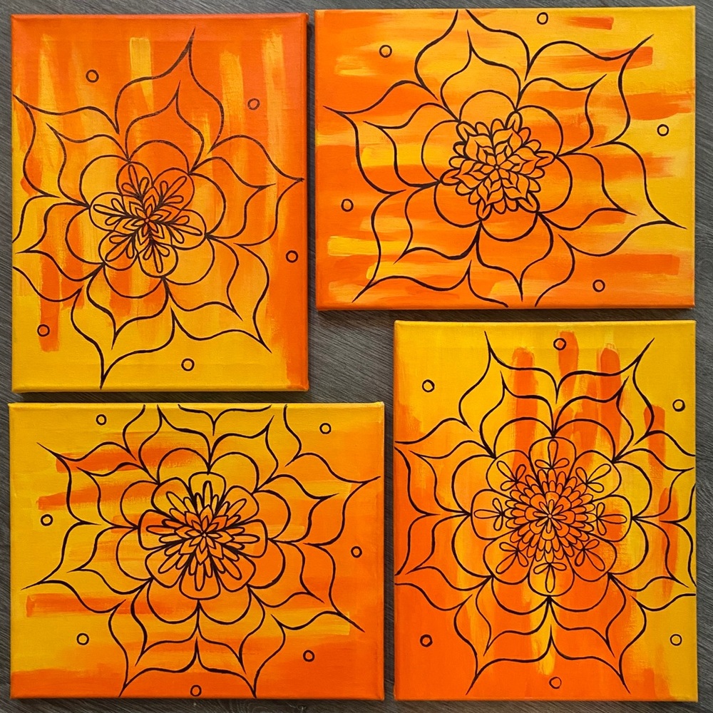 MEDIUM Sunrise mandalas set of 4 medium